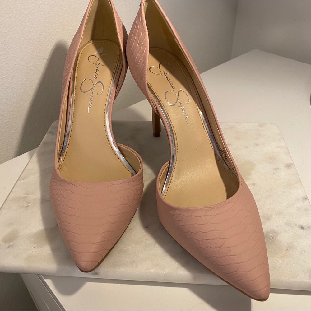 Jessica Simpson Pink Snakeskin Heels